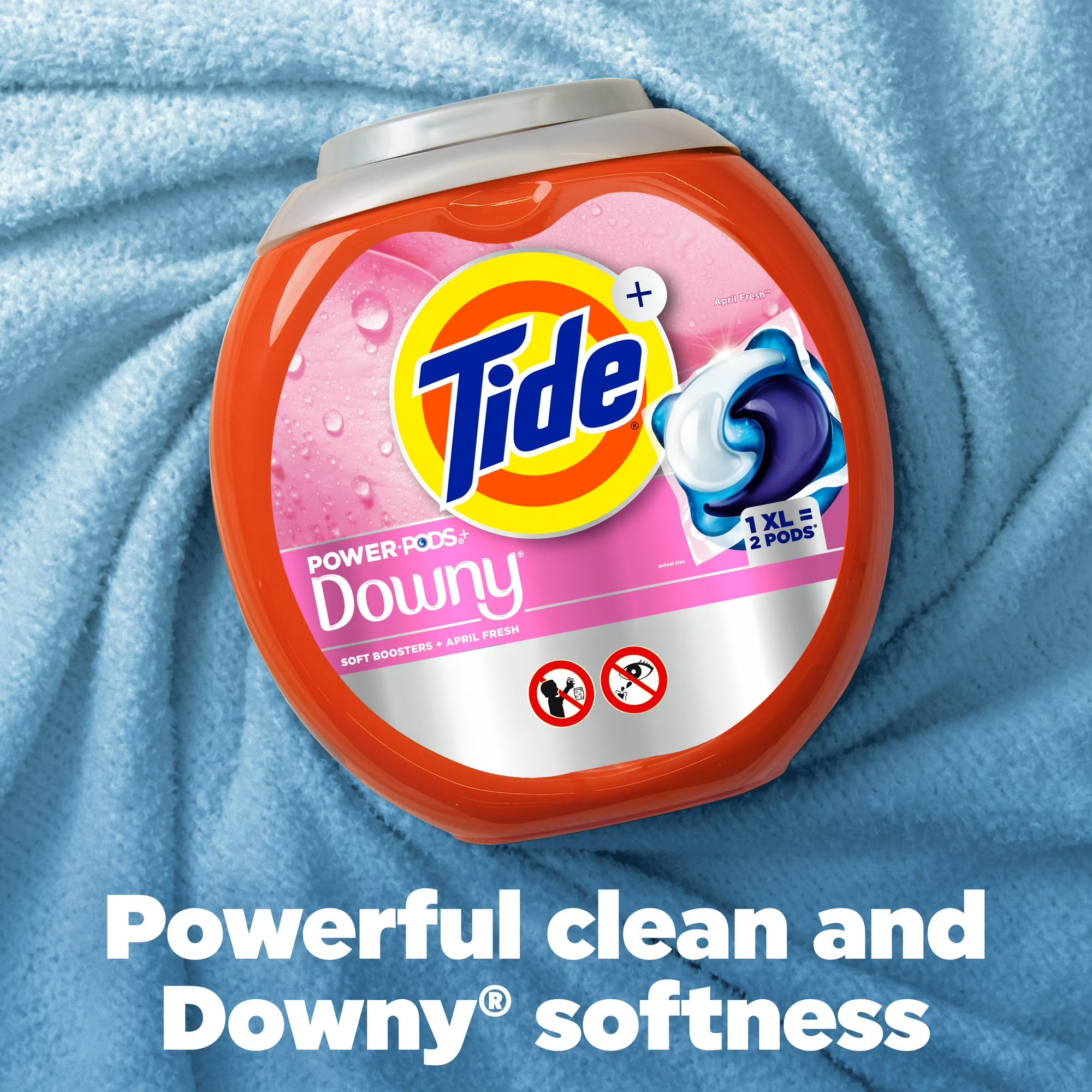 Tide Power PODS with Downy Soft Boosters Laundry Detergent Pacs, April Fresh Scent, 25 Count