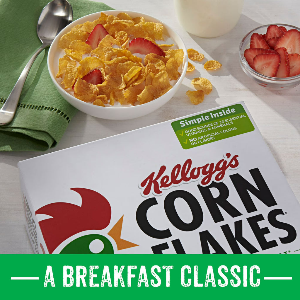 Kellogg's Corn Flakes Original Breakfast Cereal Family Size Box, 18 oz