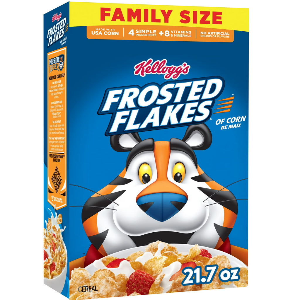 Kellogg's Frosted Flakes Original Breakfast Cereal Family Size Box, 21.7 oz