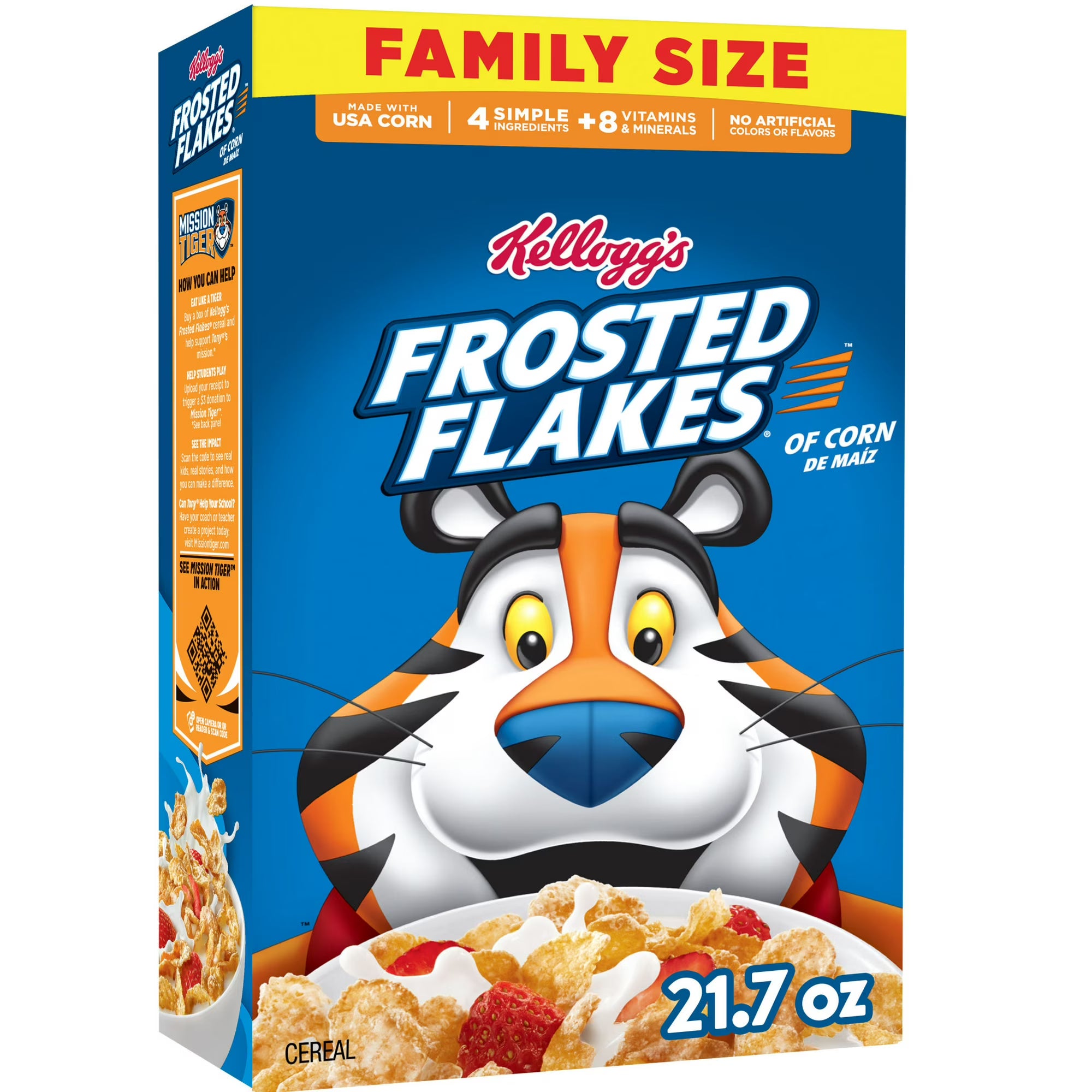 Kellogg's Frosted Flakes Original Breakfast Cereal Family Size Box, 21.7 oz